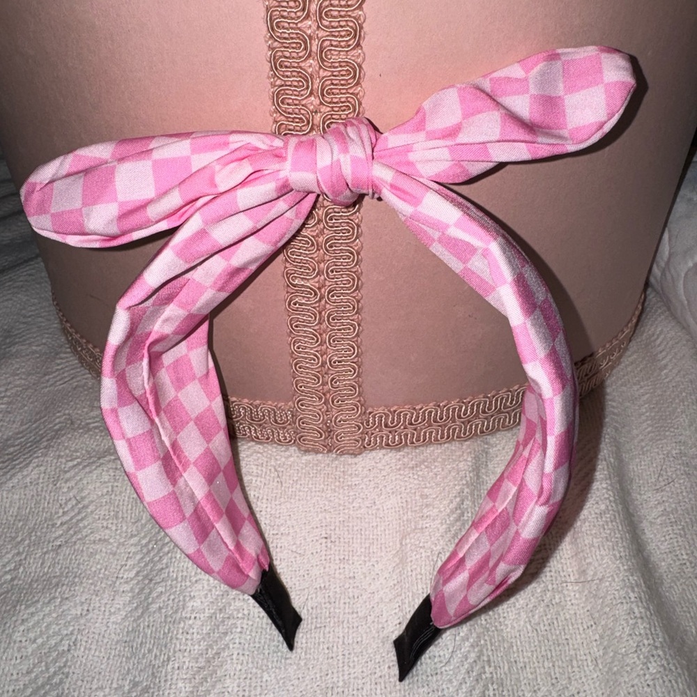 Pink Checkered Headband